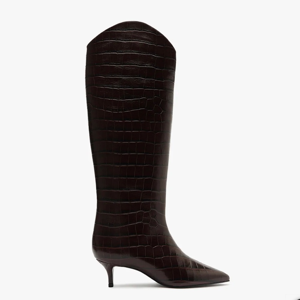 SCHUTZ// NWT Maryana Lo Wide Boot in Dark Chocolate